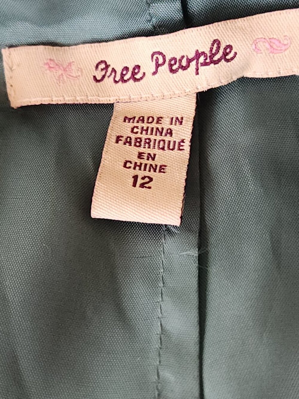 VINTAGE FREE PEOPLE TEAL VELVET & LACE PLEATED MIDI SKIRT SILK BLEND Y2K SIZE 12 - Picture 8 of 10